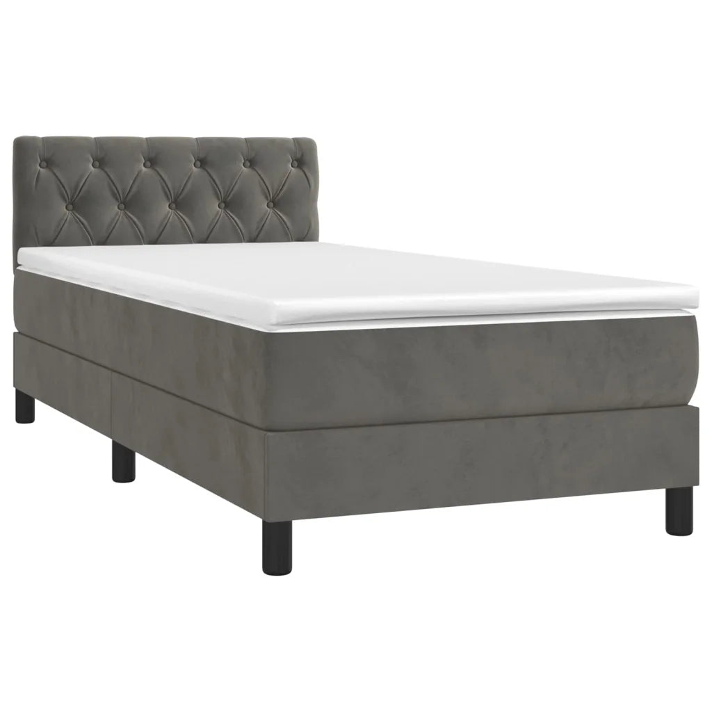 Giroletto a Molle con Materasso-Struttura Letto Grigio Scuro 80x200 cm Velluto 425355