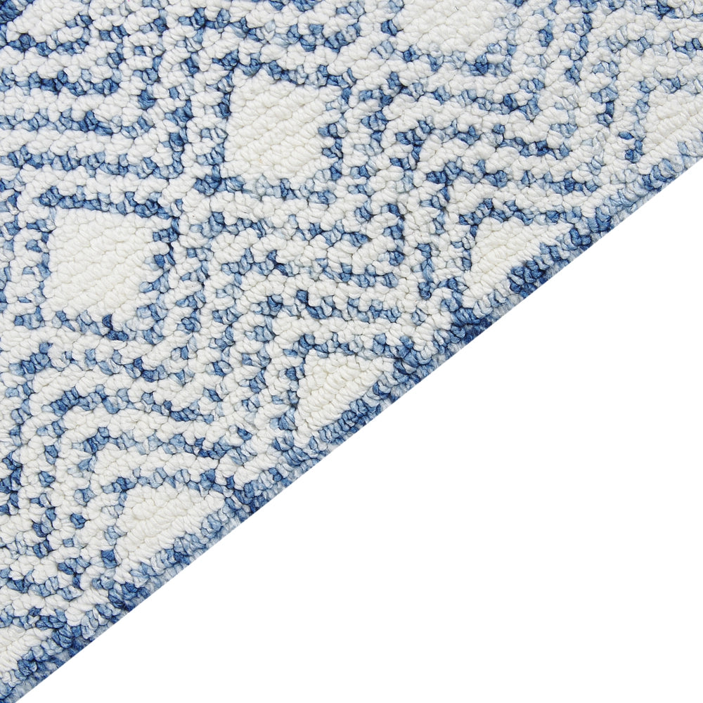 Tappeto da salotto moderno con motivo geometrico blu e bianco 160 x 230 cm soggiorno camera da letto