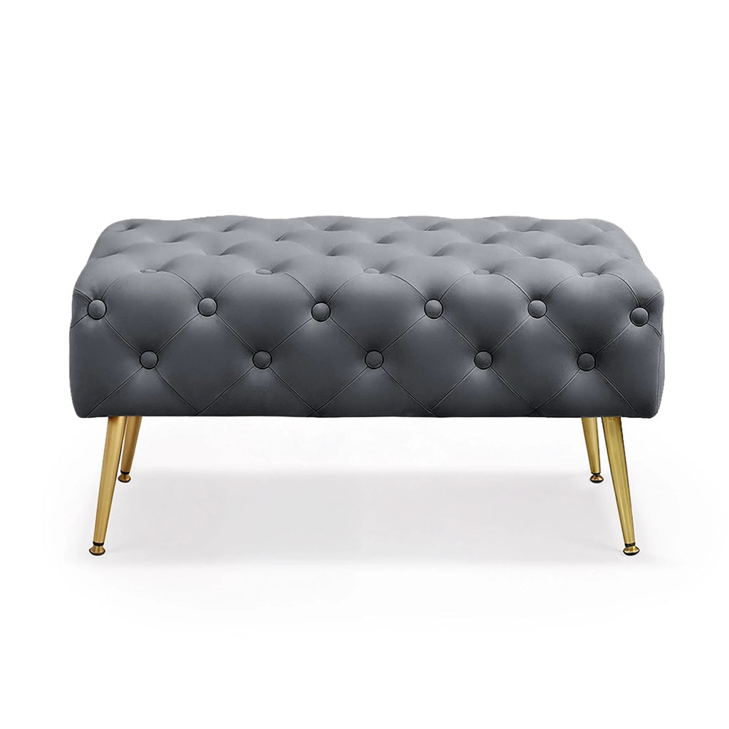 Panca imbottita in velluto trapuntato 80 cm MADRID Grigio Scuro