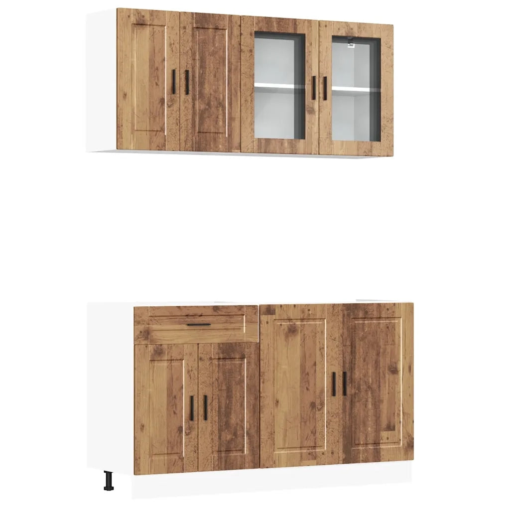 Set Mobili da Cucina 4 pz Kalmar Legno Vecchio in Truciolato