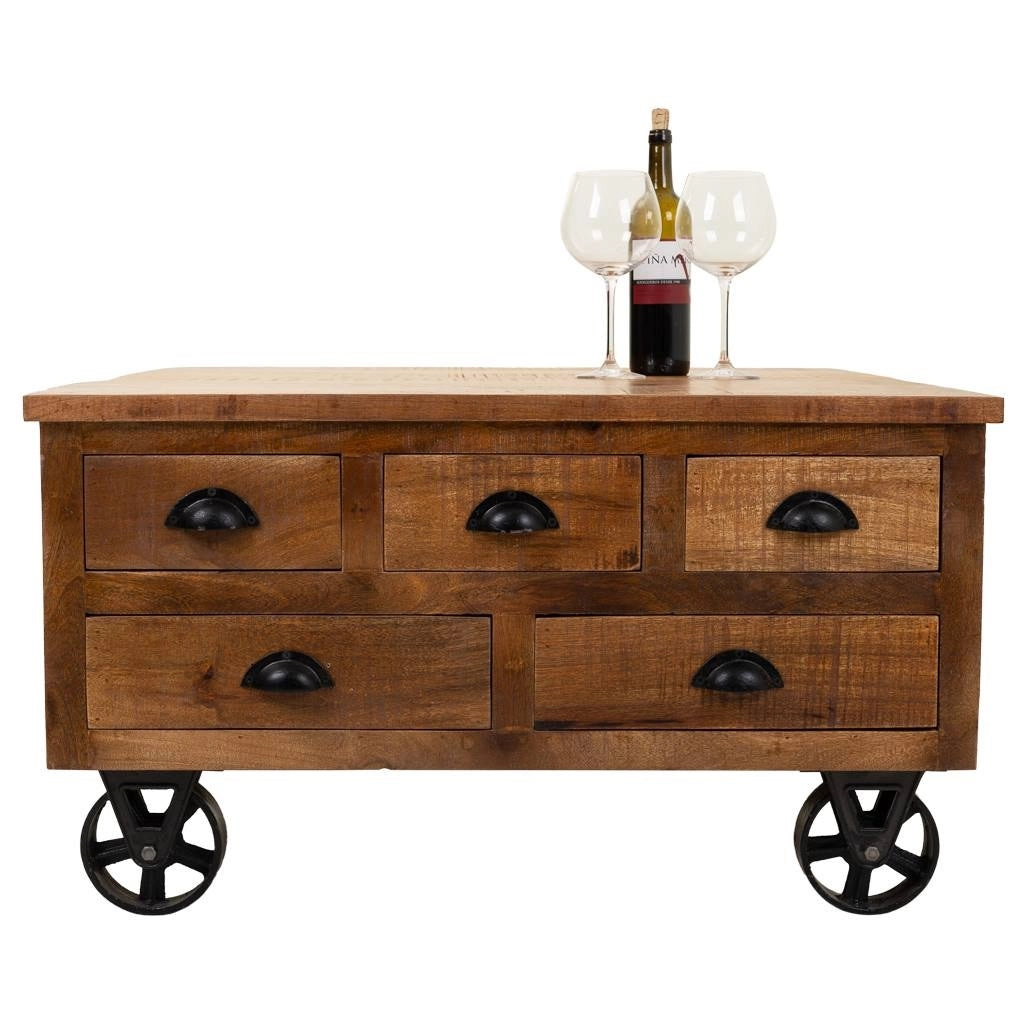 Tavolino da caffè in legno marrone 90x90x47