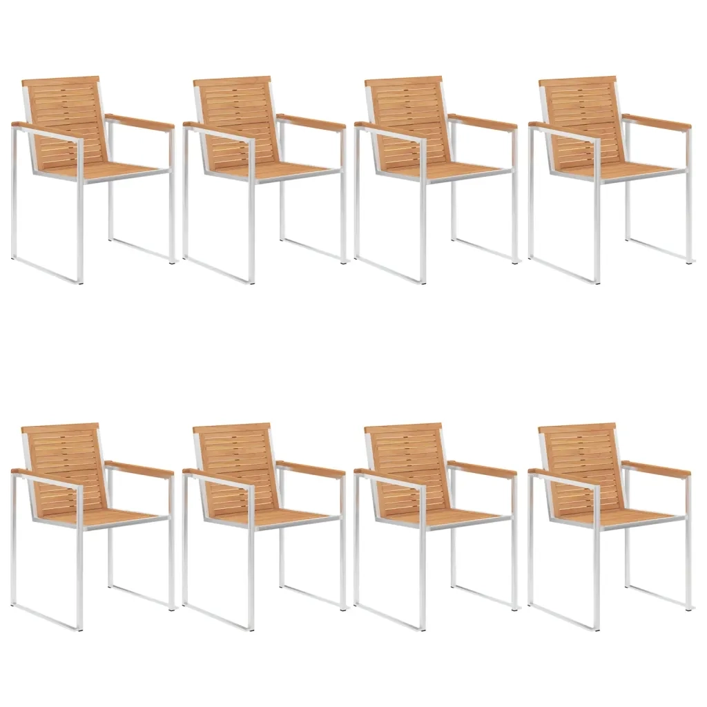 Sedie da Giardino con Cuscini 8 pz in Legno Massello di Teak cod mxl 8683