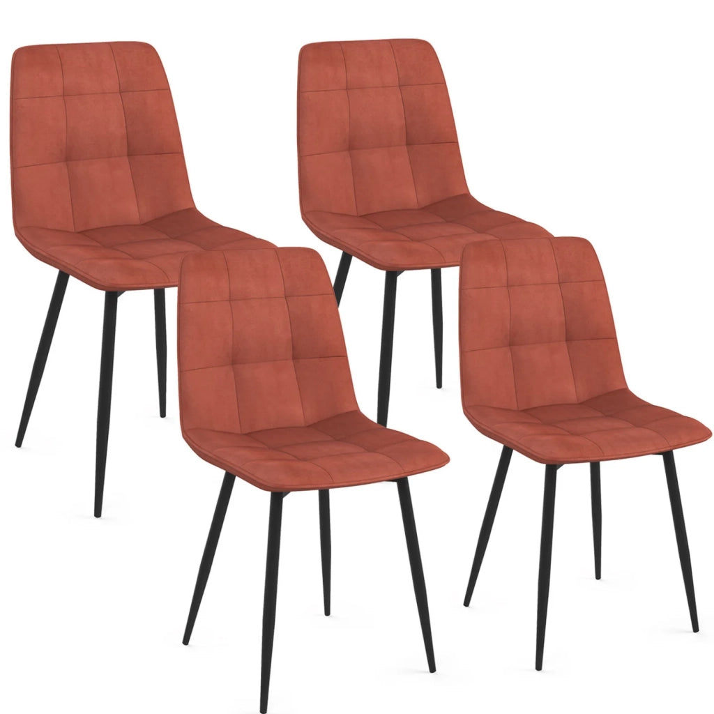 IDMarket - Set di 4 sedie da pranzo MILA in velluto color terracotta
