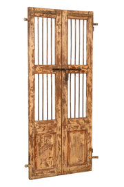 Biscottini Porta portone in legno massello e ferro da interno o da esterno vecchia e antica medievale scorrevole