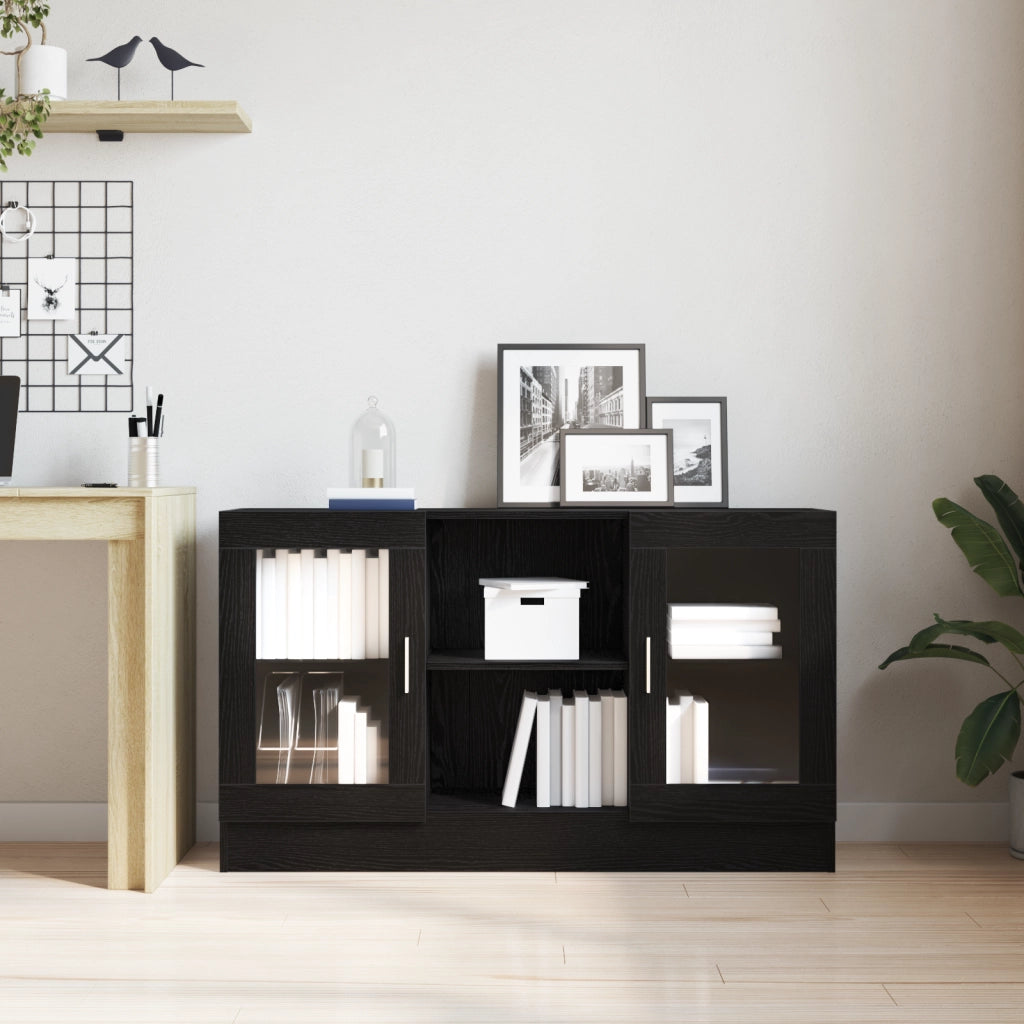 Credenza Nera in Rovere 120x30,5x70 cm in Legno Ingegnerizzato