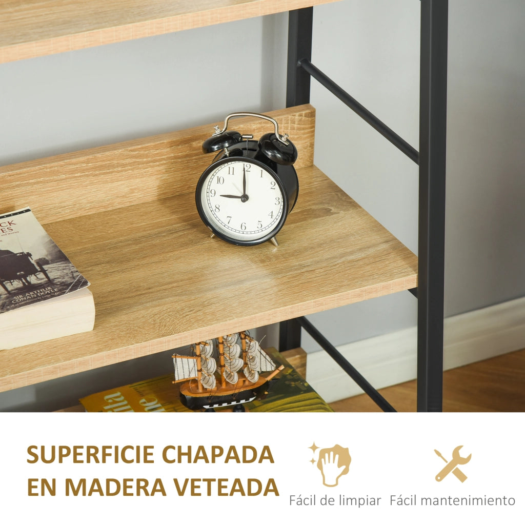 Libreria 5 Livelli con Ripiani ¨C Xylo ¨C Metallo e Legno Naturale 70x35x149,5 cm
