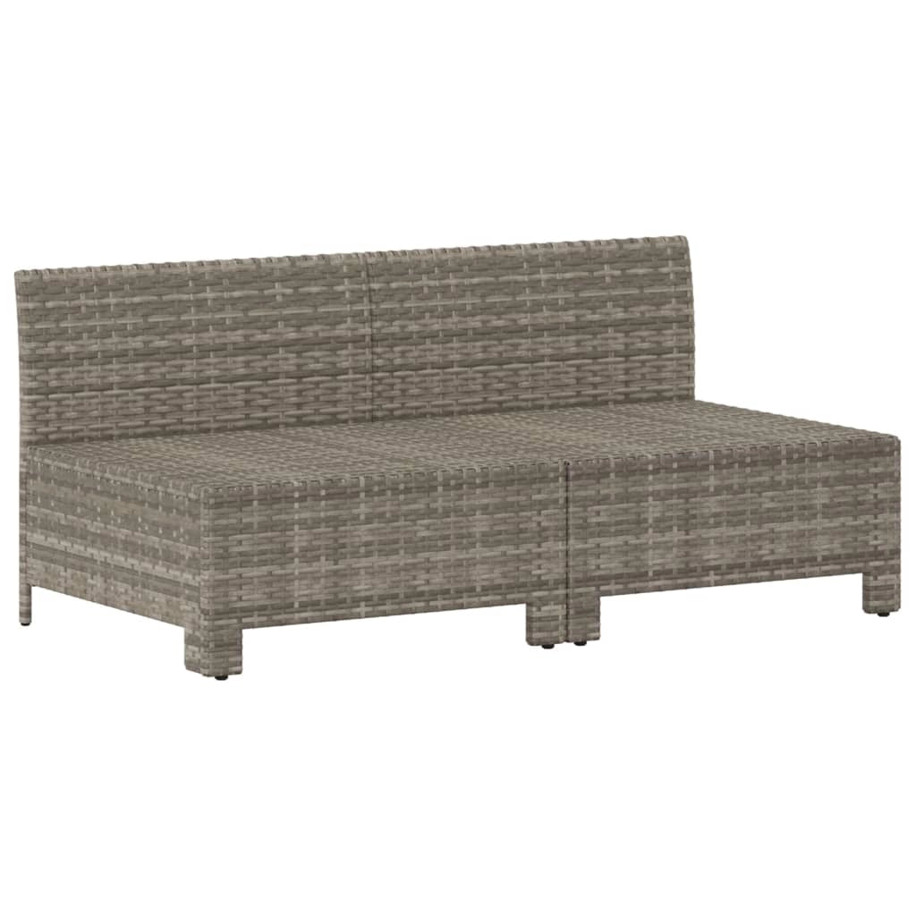 Divano da giardino a 2 posti con cuscini in resina intrecciata grigia 02_0013219