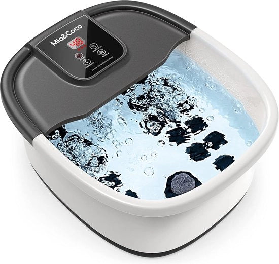Massaggiatore per i piedi con massaggi automatici e riscaldamento - Bagno idromassaggio rilassante elettrico con Shiatsu, modalità di pressione e di stiramento, vibrazioni e funzione di bolle