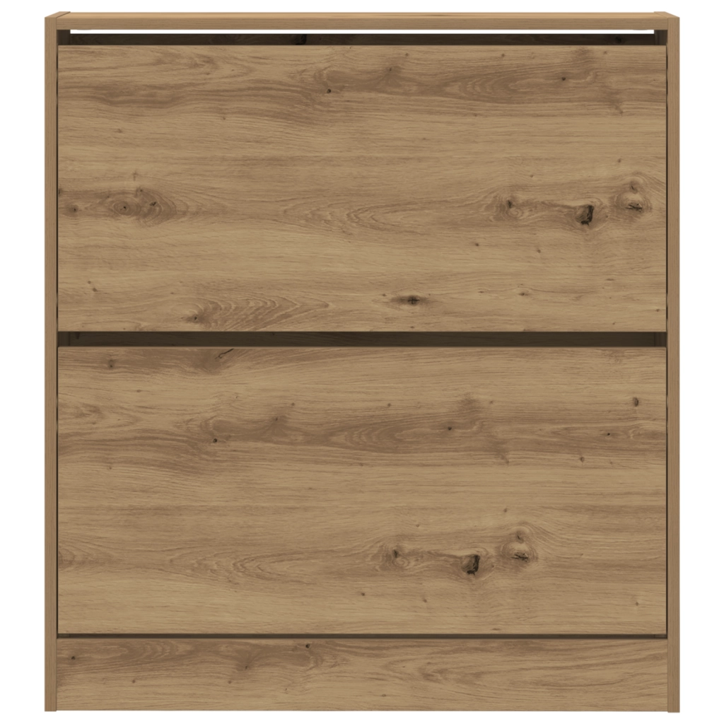 Mobile per scarpe  con cassetto a ribalta in rovere affumicato 80x21x87,5 cm