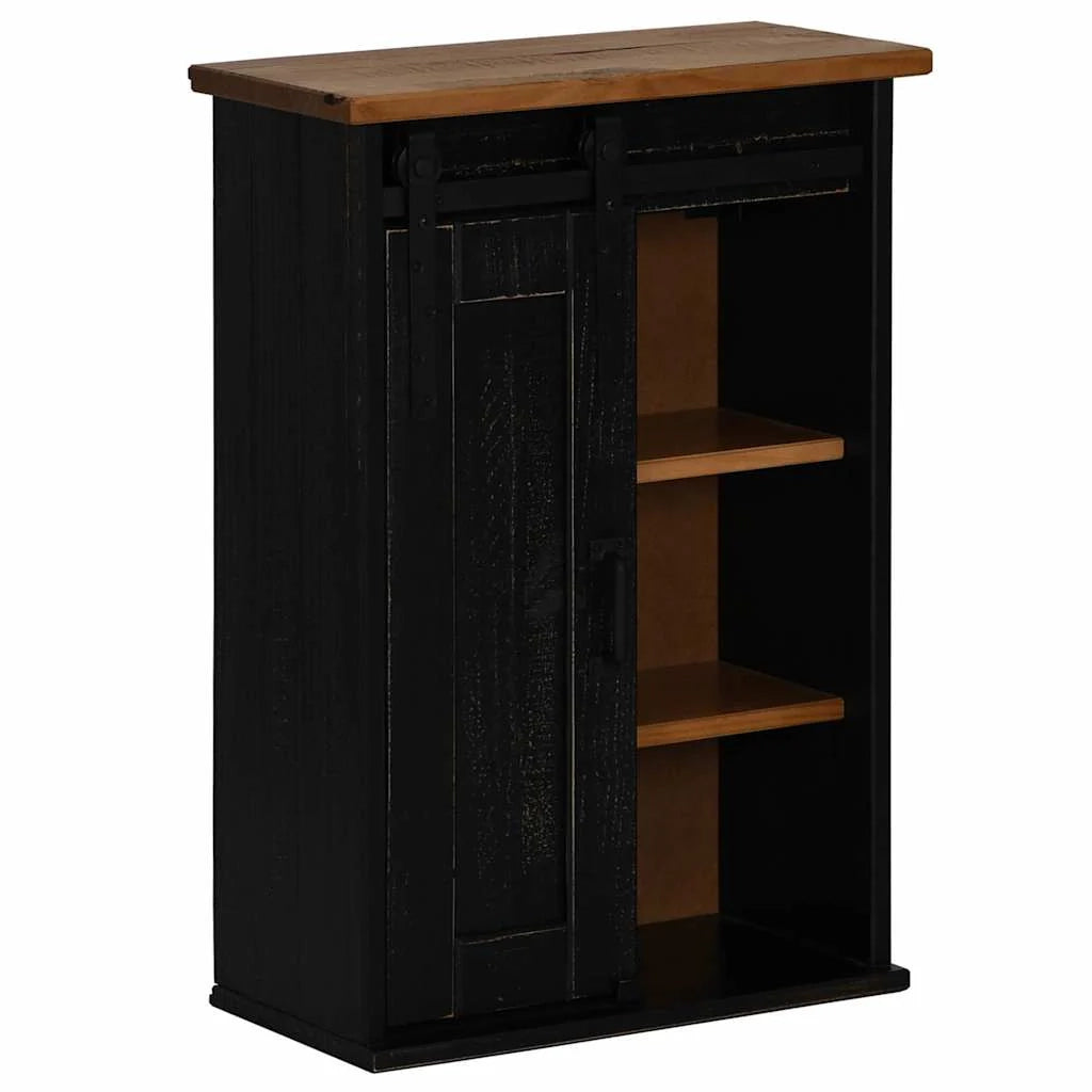 Armadio a muro HALDEN con anta scorrevole 49 x 22,5 x 70 cm design moderno salvaspazio legno di pino nero 02_0057829