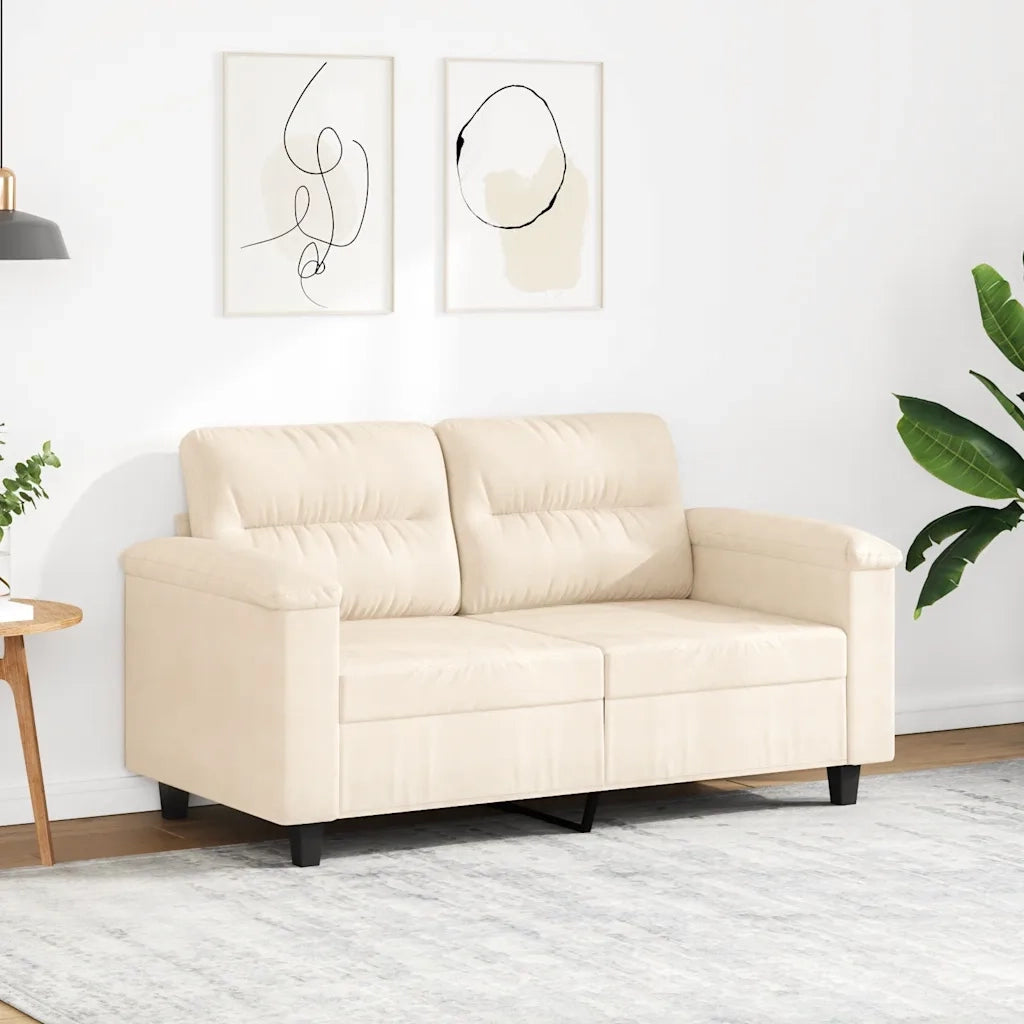 Divano a 2 Posti-Sofa 2 Posti Beige 120 cm in Tessuto Microfibra