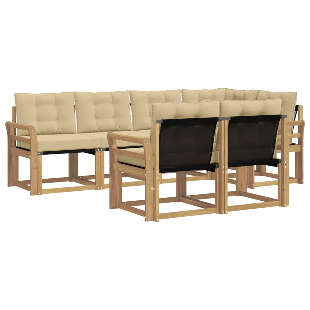 Set di divani da esterno 7 pz Bianco e Beige 3389575