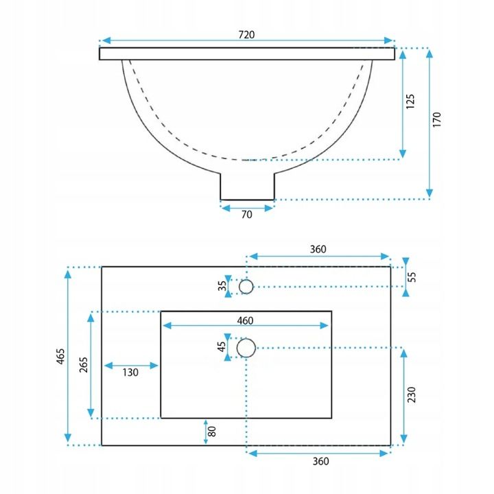 Lavabo Da Incasso Rea Dafne 70