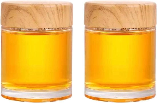 Due vasetti di miele con cucchiaio in legno - contenitori di infusione a vite - 280 ml vasetti di miele con coperchio