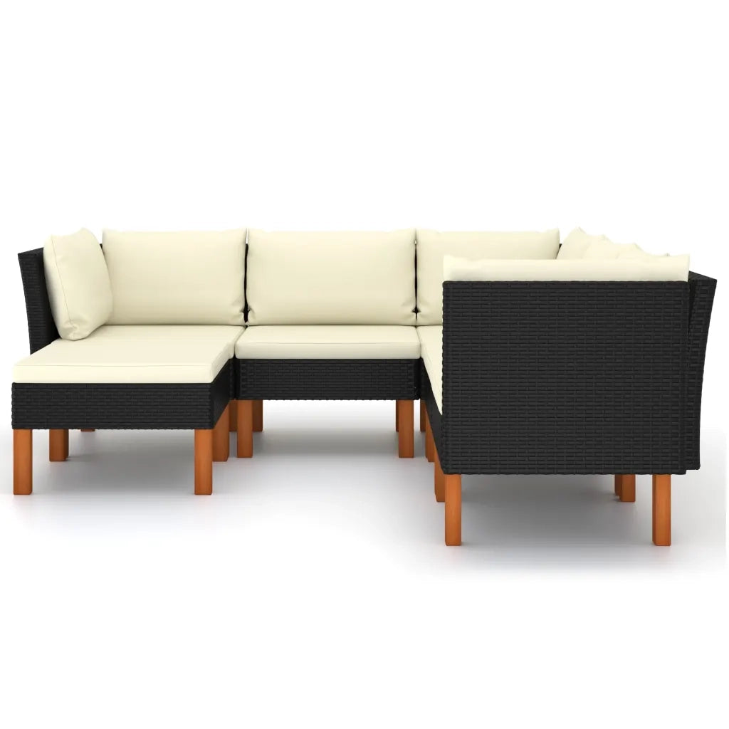Set Divani da Giardino 6 pz con Cuscini in Polyrattan Nero 3059734