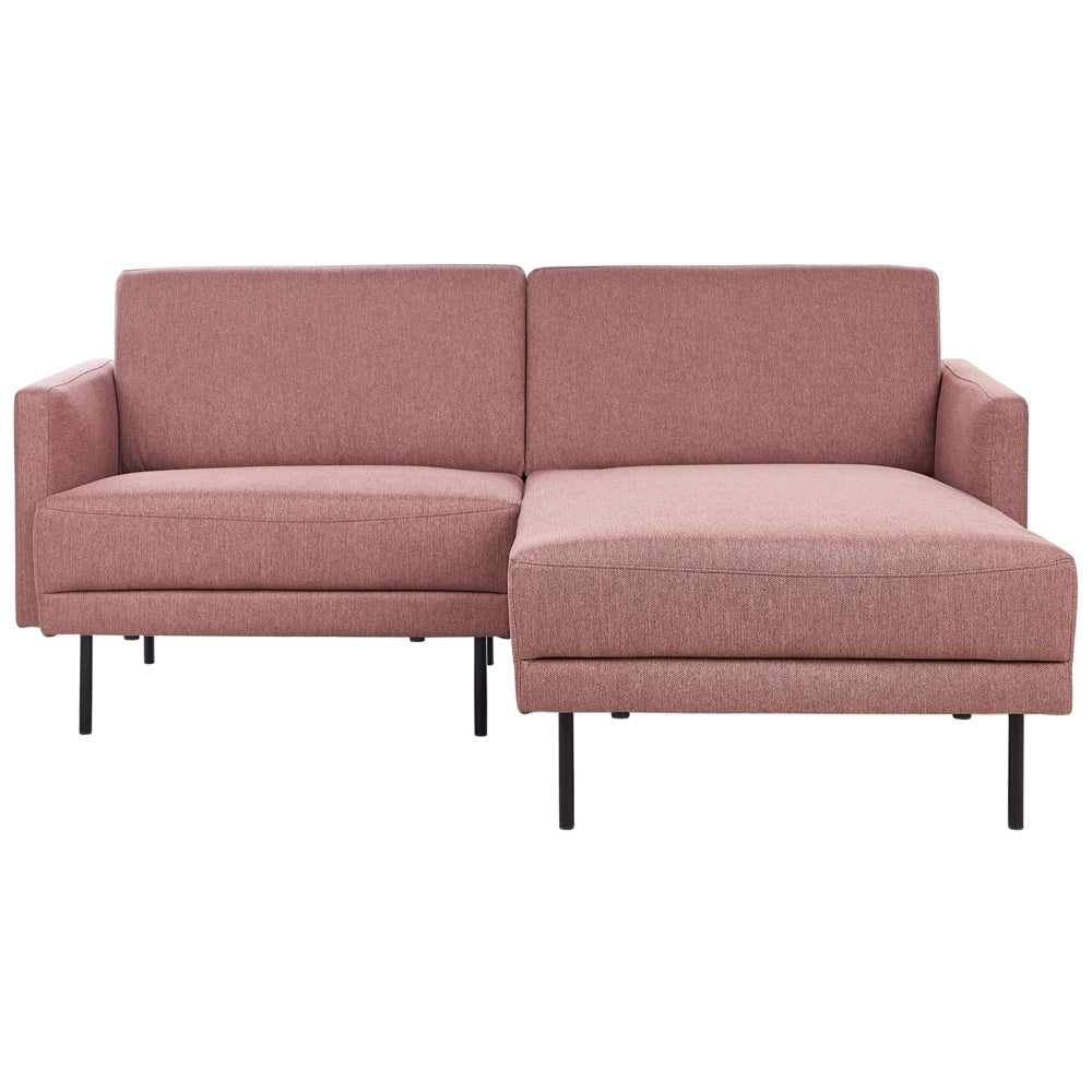 Divano angolare sinistro in poliestere rosa scuro 192 x 155 Divano a 2 posti imbottito con gambe in metallo, tessuto e schienale imbottito, moderno e minimalista