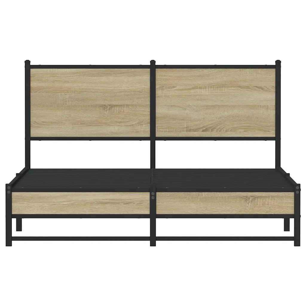 vidaXL Giroletto senza Materaso in Metallo Rovere Sonoma 150x200 cm