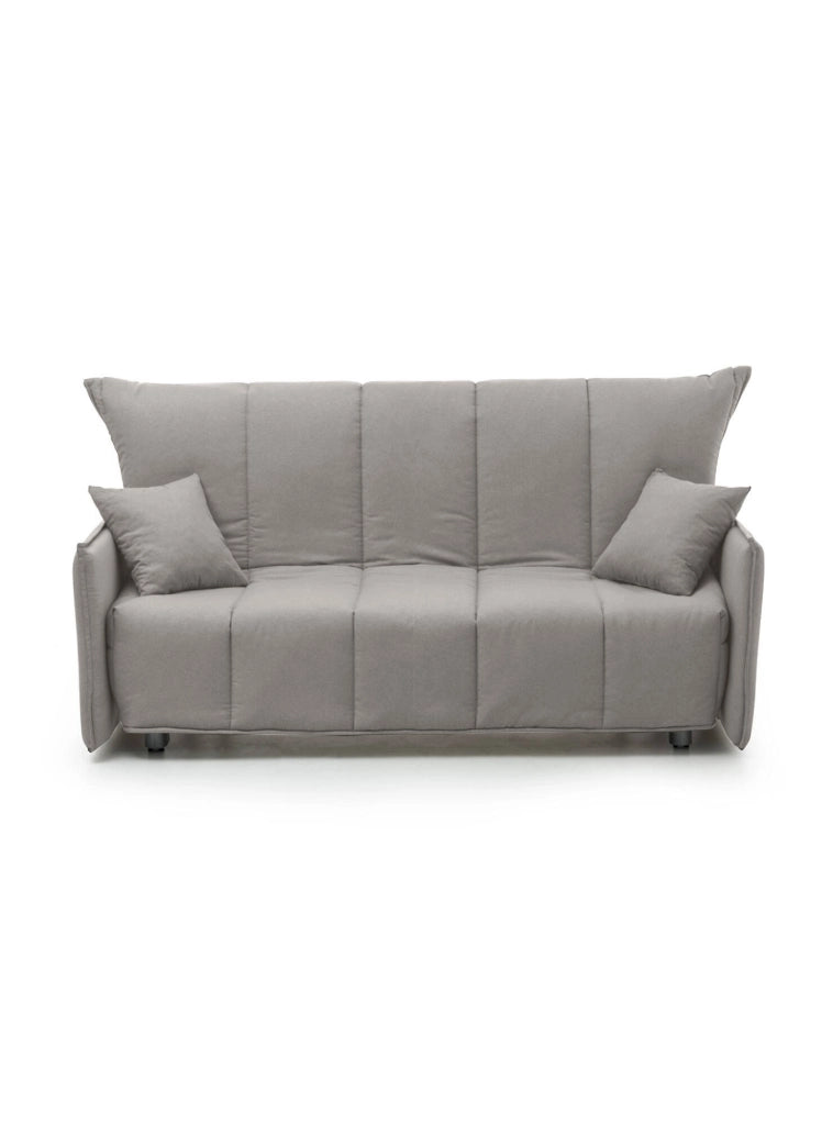 Divano Letto Alaric, Divano a 2 posti, Made in Italy, SofÒ  Soggiorno con apertura a carrello con apertura a carrello, in tessuto imbottito, con Braccioli standard, cm 150x90h85, colore Grigio