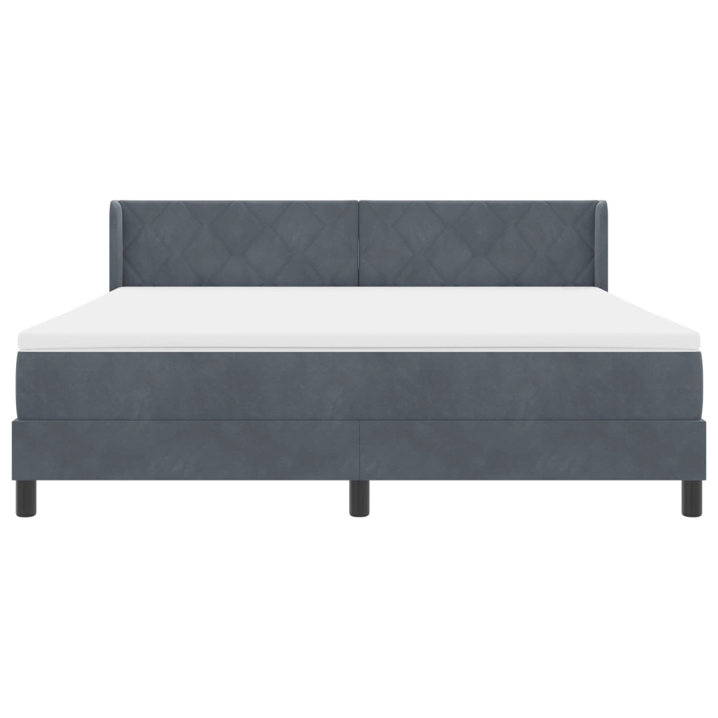 Letto Box Spring con Materasso Grigio Scuro 180x200 cm Velluto