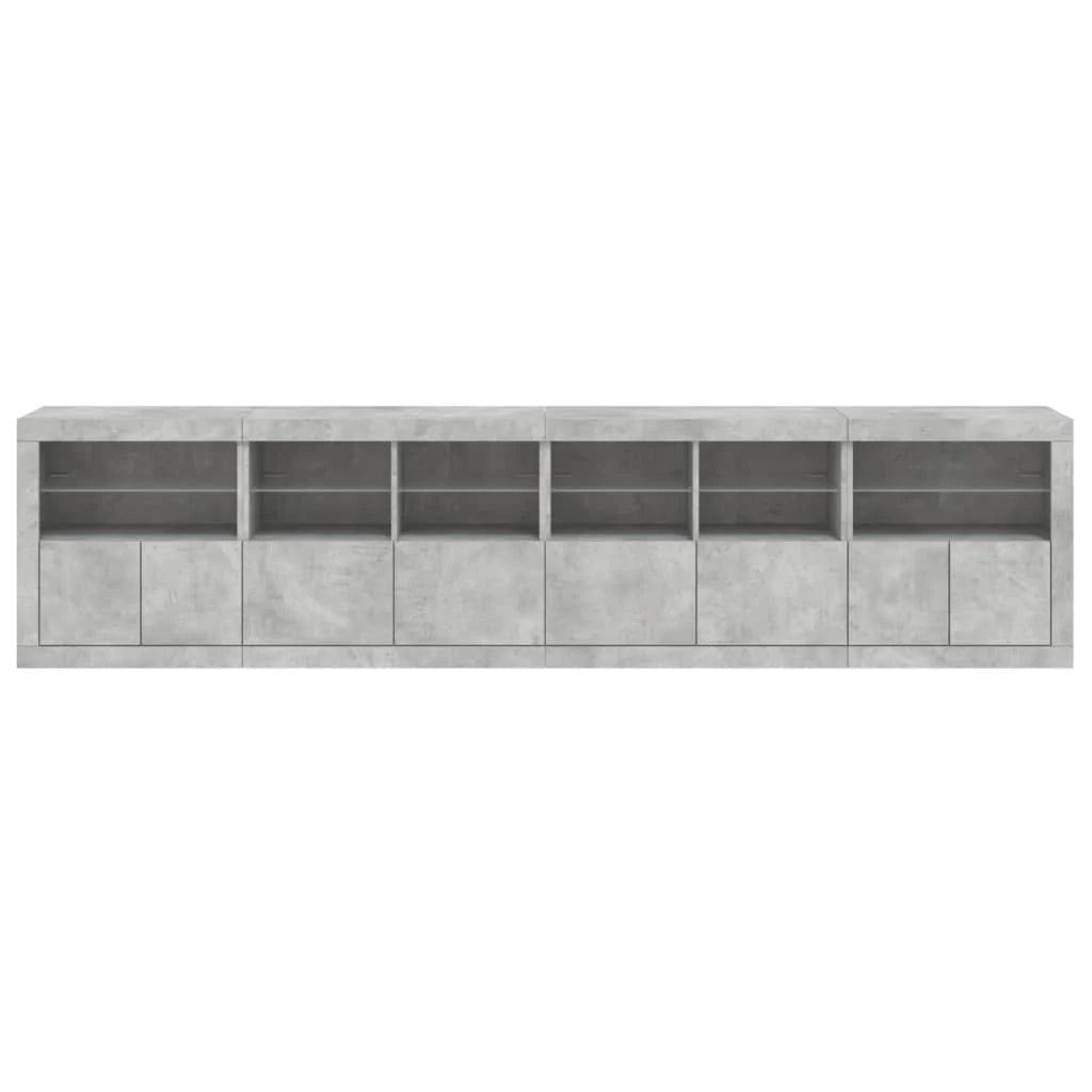 Buffet credenza cassettiera armadio mobile contenitore organizer per cucina soggiorno salotto con luci LED 283 x 37 x 67 cm grigio 02_0029994