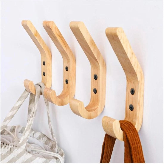 Hanger per abito in legno da 4 pezzi - Hanger per abito in legno - Hanger per armadio - Hanger per asciugamano - Materiale eichen - Resistenti allo shock e all'umidità - Hanger per parete