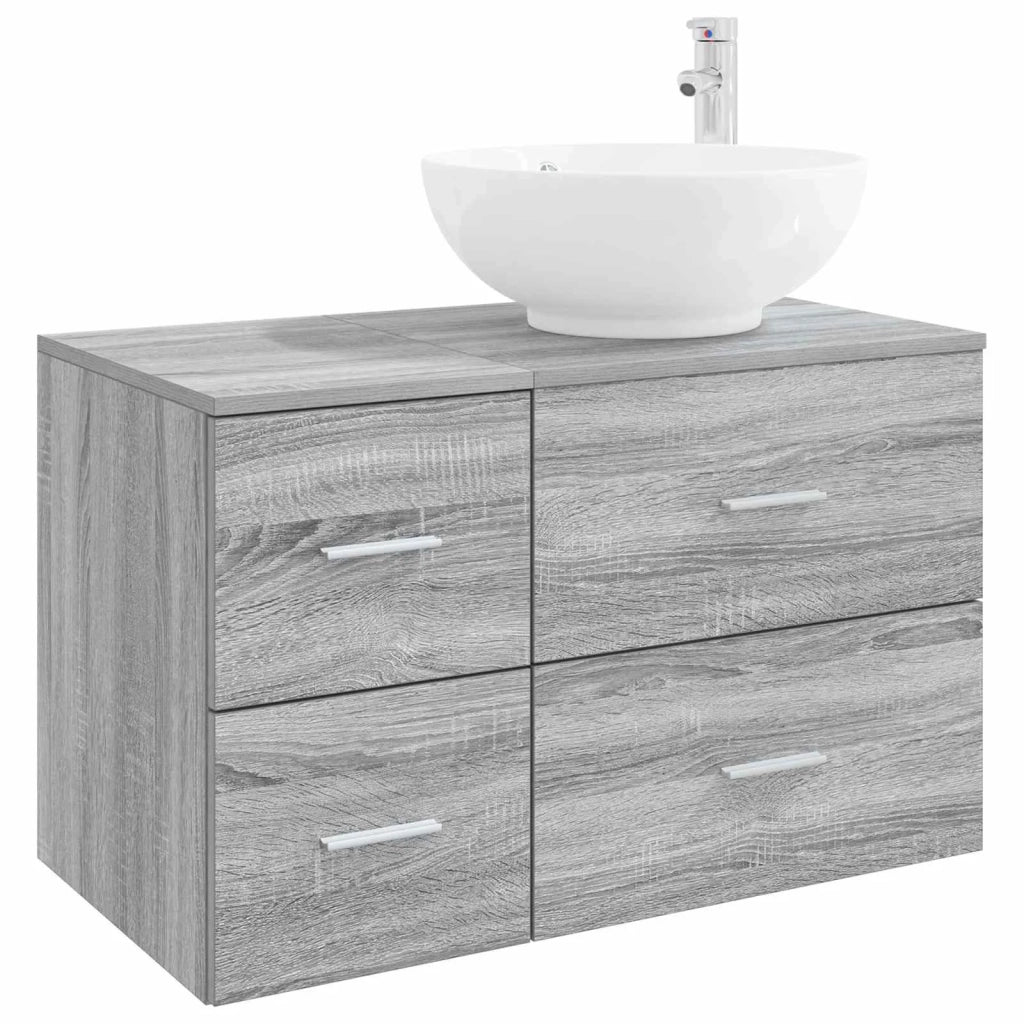 Set di mobili per il bagno 2 pz Sonoma grigio 3403997
