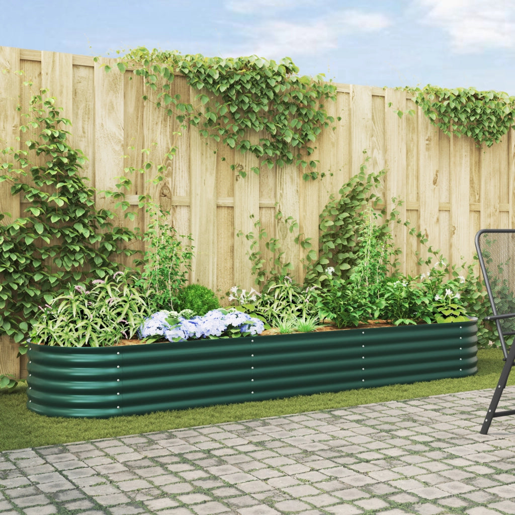 Letto da Giardino Rialzato Verde 320x80x44 cm in Acciaio Galvanizzato