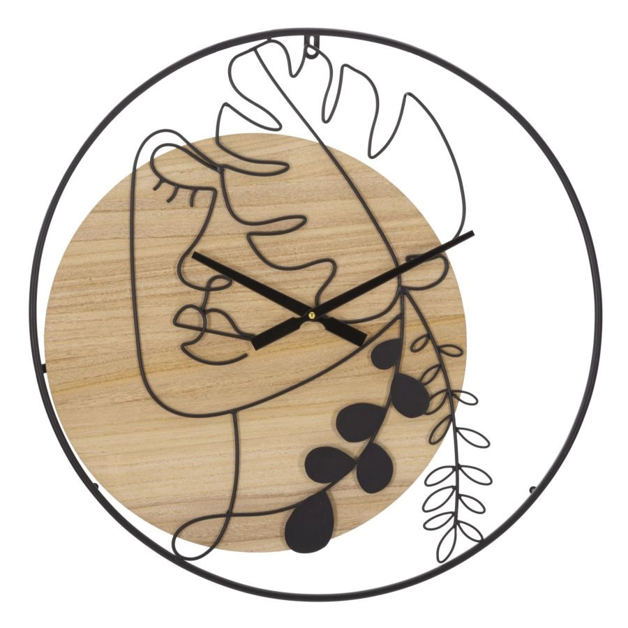 Orologio da Muro Elegant 60x2x60 cm in Ferro e MDF Nero e Marrone