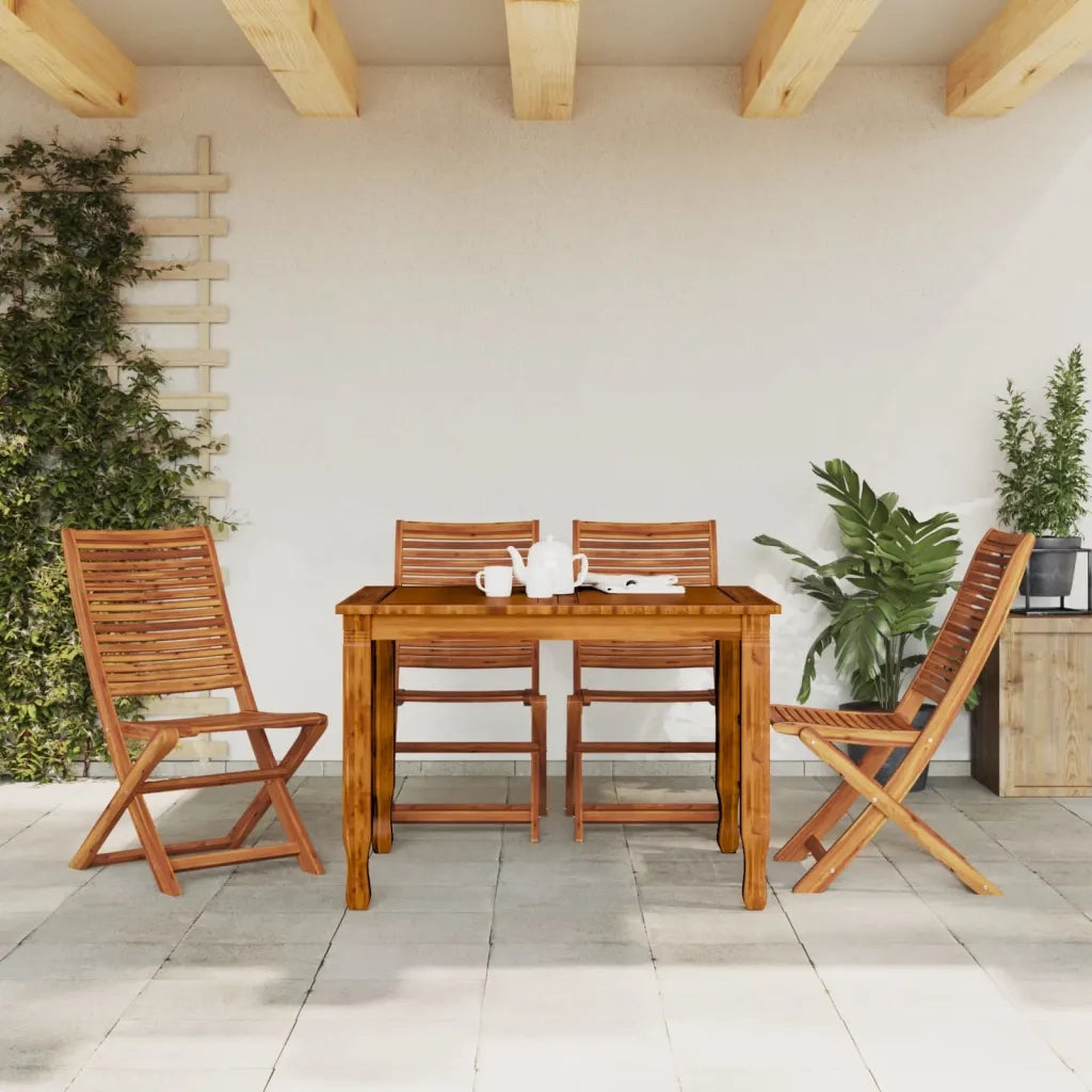 Sedie da Giardino Pieghevoli 4 pz | Sedie da Esterno in Legno Massello di Acacia