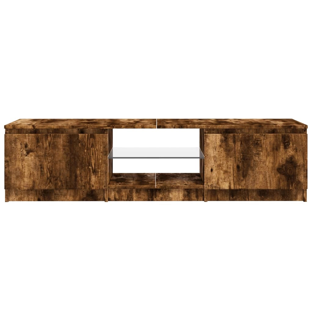 Mobile TV multimediale mensola TV credenza mobile TV per sala da pranzo soggiorno camera da letto con luci LED rovere affumicato 140 x 40 x 35,5 cm marrone 02_0026723