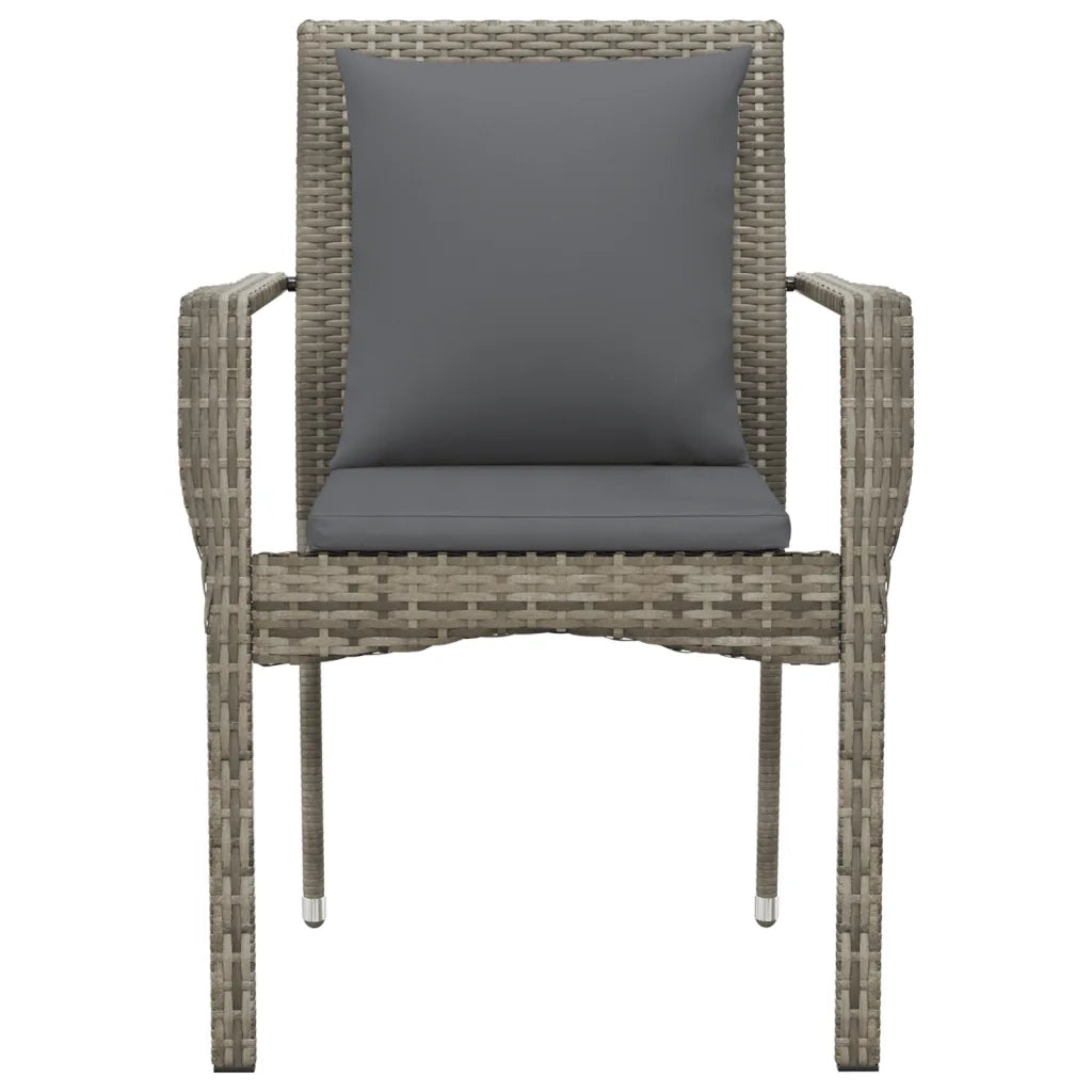 Sedie da Giardino con Cuscini 2 pz | Sedie da Esterno in Polyrattan Grigie