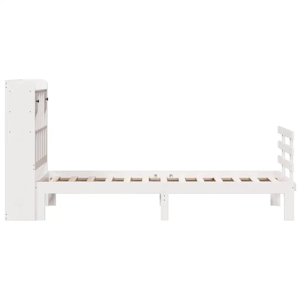 Letto Libreria senza Materasso Bianca 90x200 cm Legno di Pino 3322791