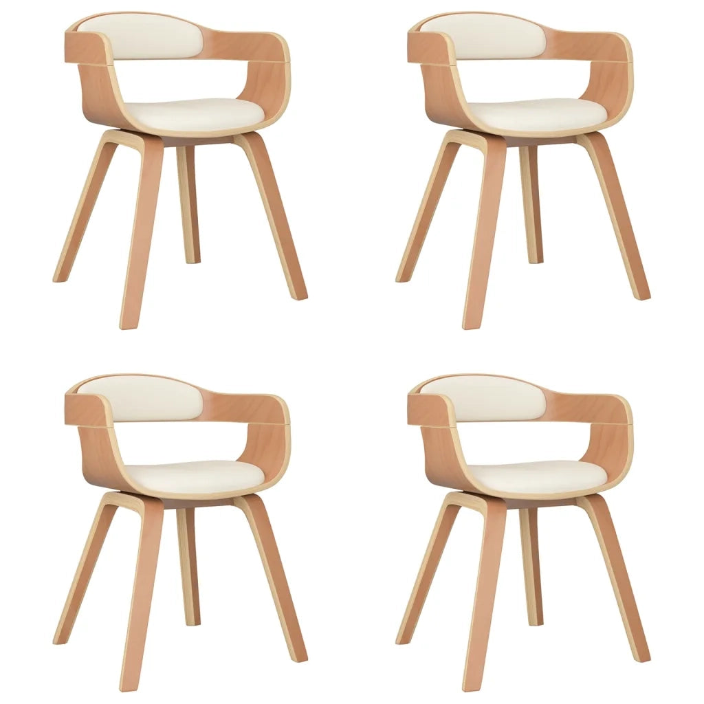 Sedie da Pranzo 4 pz Crema in Legno Curvato e Similpelle cod mxl 28159
