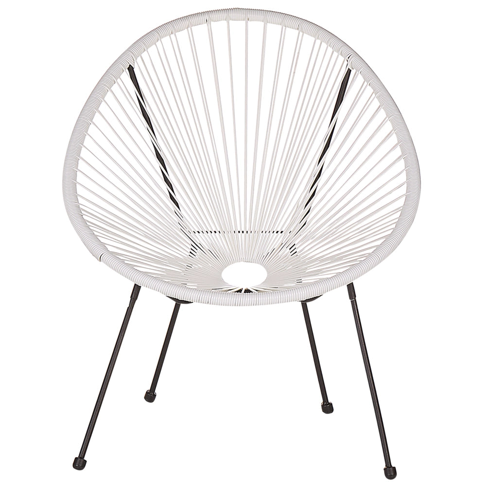 Set da Esterno Tavolino e 2 Sedie Bianco Rattan Sintetico Moderno