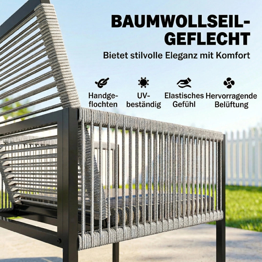 Set Giardino 5 Pezzi con Tavolo Vetro e 4 Sedie Pieghevoli ¨C zephmum ¨C Grigio