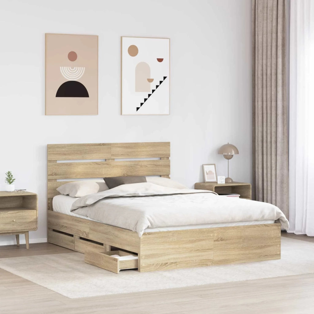 Struttura del letto con cassetto Rovere Sonoma 150 x 200 cm 3411824