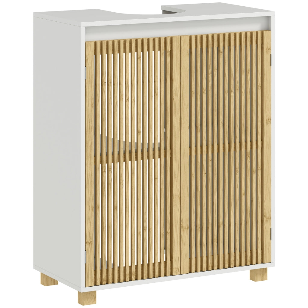 Mobiletto sottolavabo bagno ¨C zephmum ¨C 60x30x75 cm legno bamb¨´ effetto naturale
