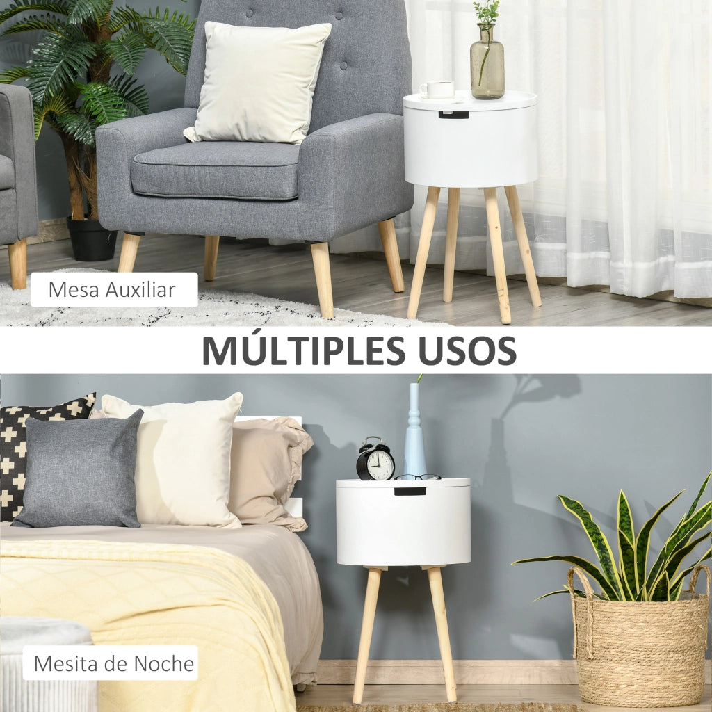 Tavolino da salotto moderno con ripiano estraibile ¨C zephmum ¨C ?38x63 cm bianco