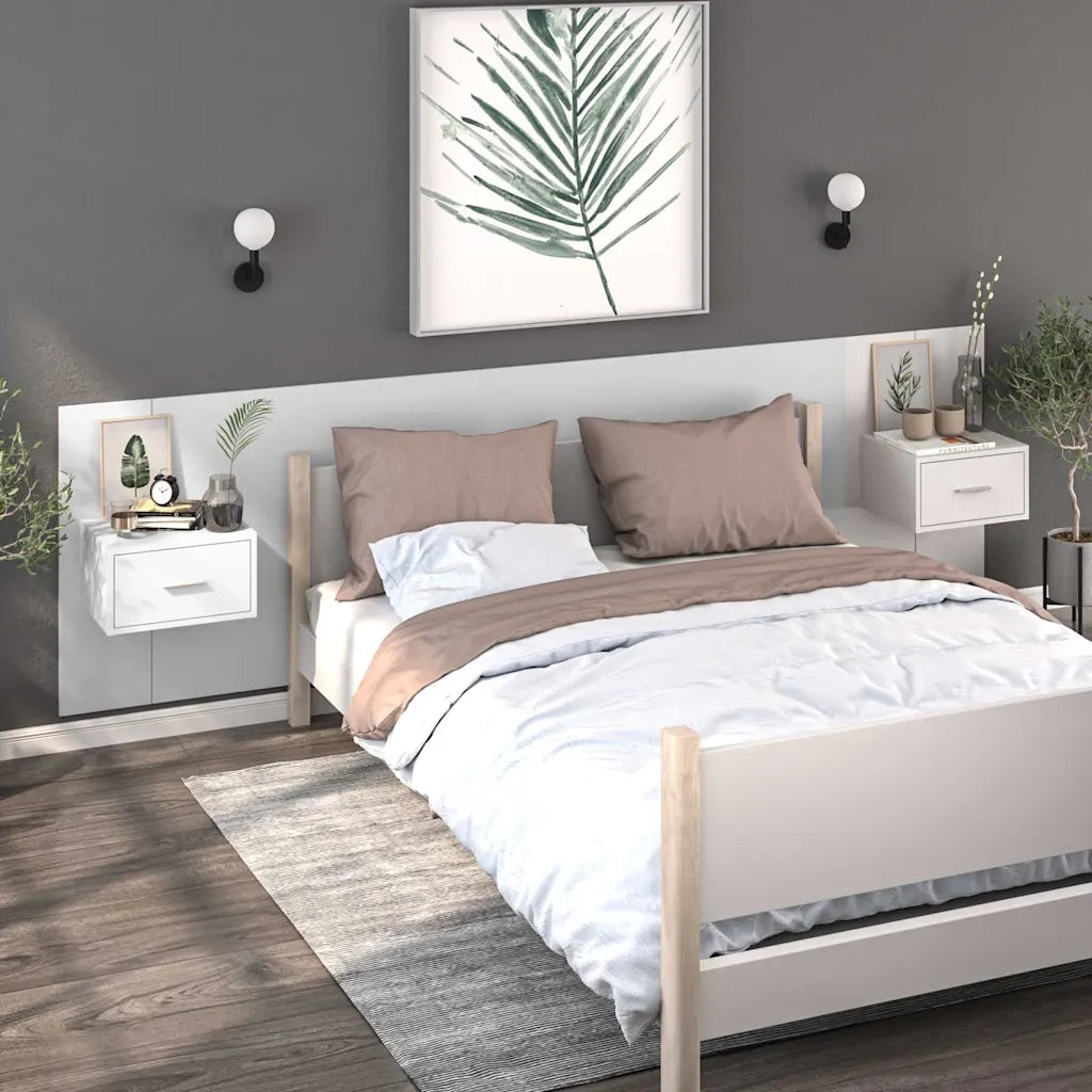 Comodini a Parete 2 pz-Set di 2 Tavolino da notte Bianchi 229971