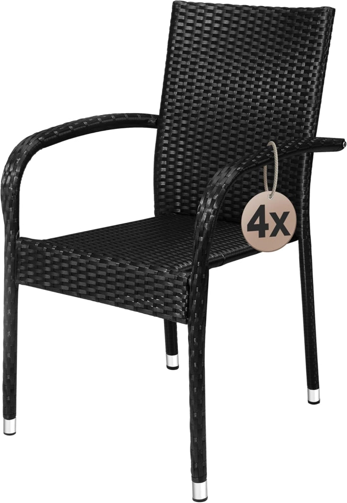 ® Set 4 Sedie da Giardino in Polyrattan Impilabili Regolabili con Portata di 160 kg per Balcone Terrazza Sedia Esterno Sedia da Tavolo
