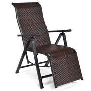 Sedia pieghevole reclinabile in rattan con schienale regolabile struttura in acciaio, Chaise longue portatile-Poltrone e sdraio