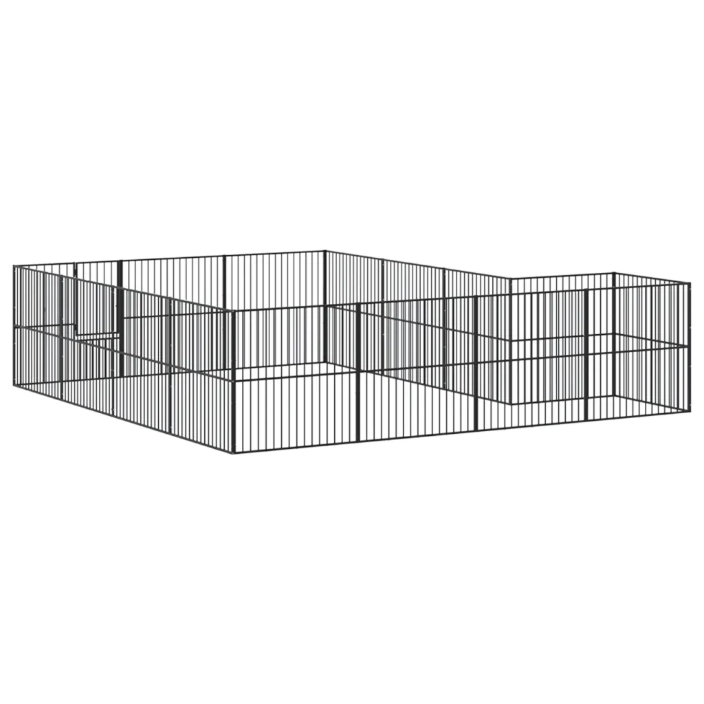 Box per Cani 16 Pannelli Nero Acciaio Zincato 3209559