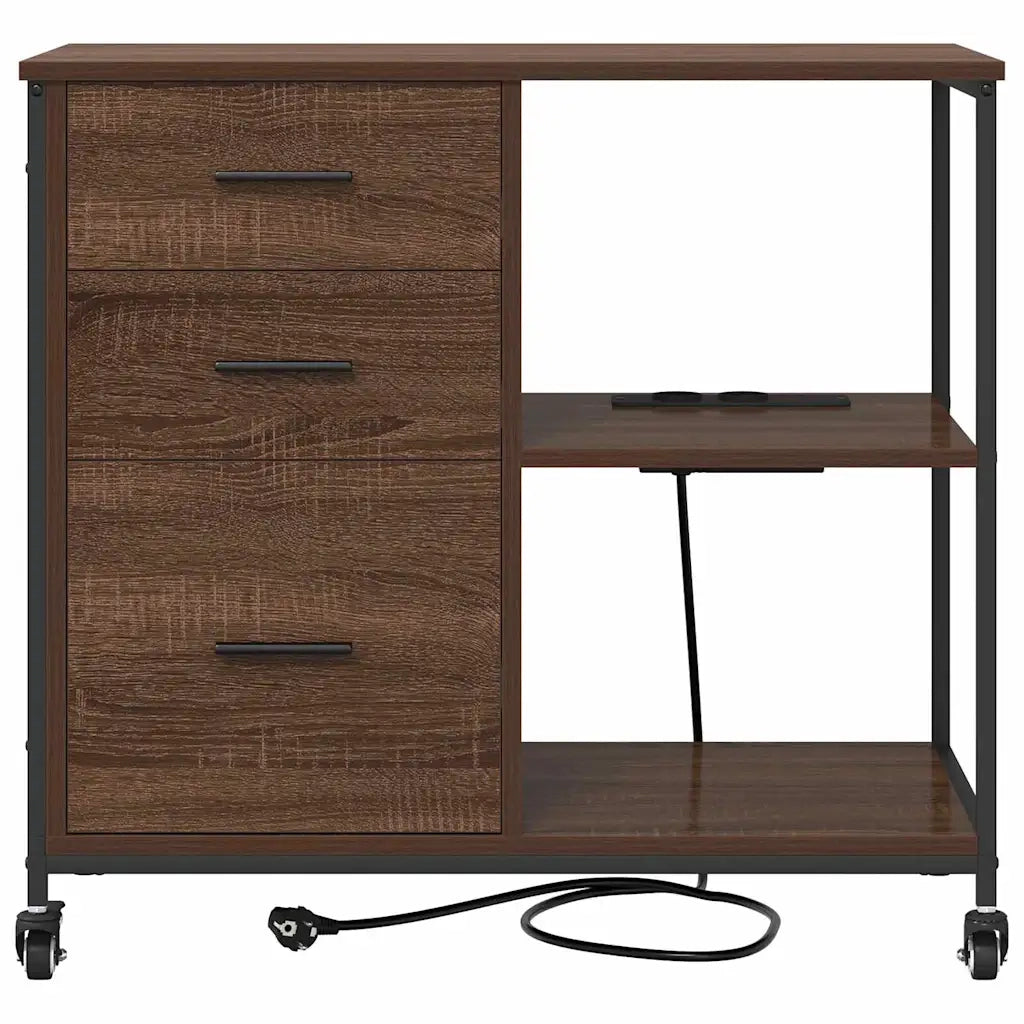 vidaXL Mobile per Ufficio con ruota Rovere marrone 76 x 41 x 72 cm