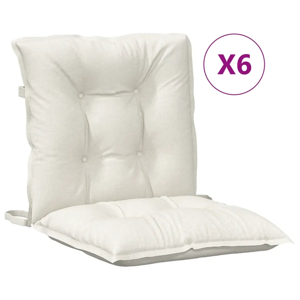 Cuscini Sedia Schiena Bassa 6 pz Crema MÃ©lange 100x50x7 Tessuto