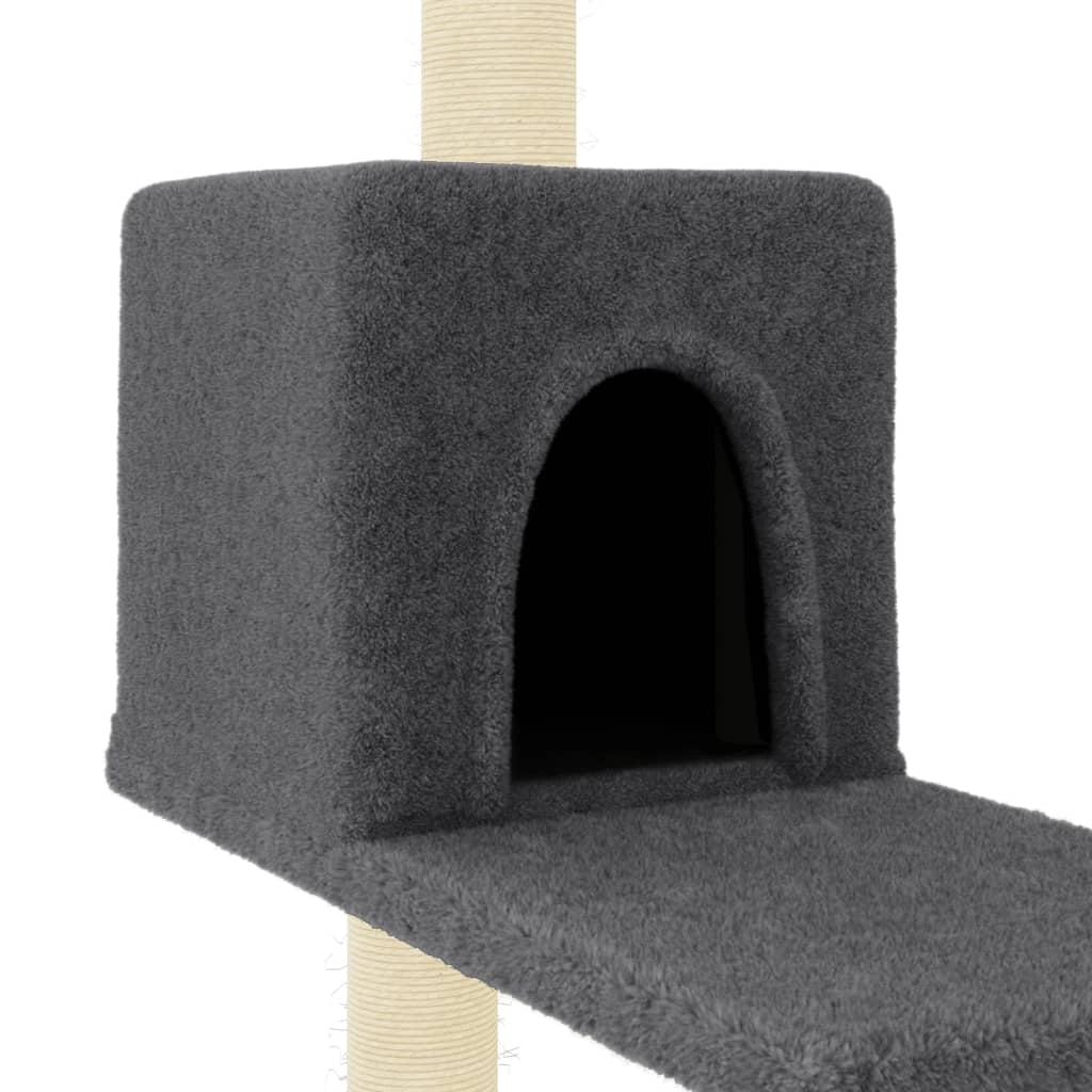 Tiragraffi per gatti torre per arrampicata giocattolo piattaforma per arrampicata con tiragraffi in sisal scuro 95 cm grigio 02_0022718