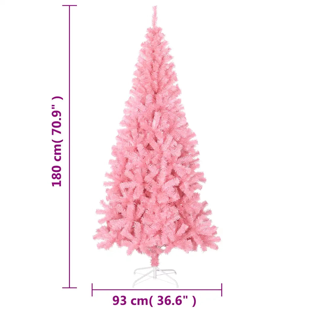 Albero di Natale | Decorazioni natalizie Artificiale Sottile con Base Rosa 180 cm PVC
