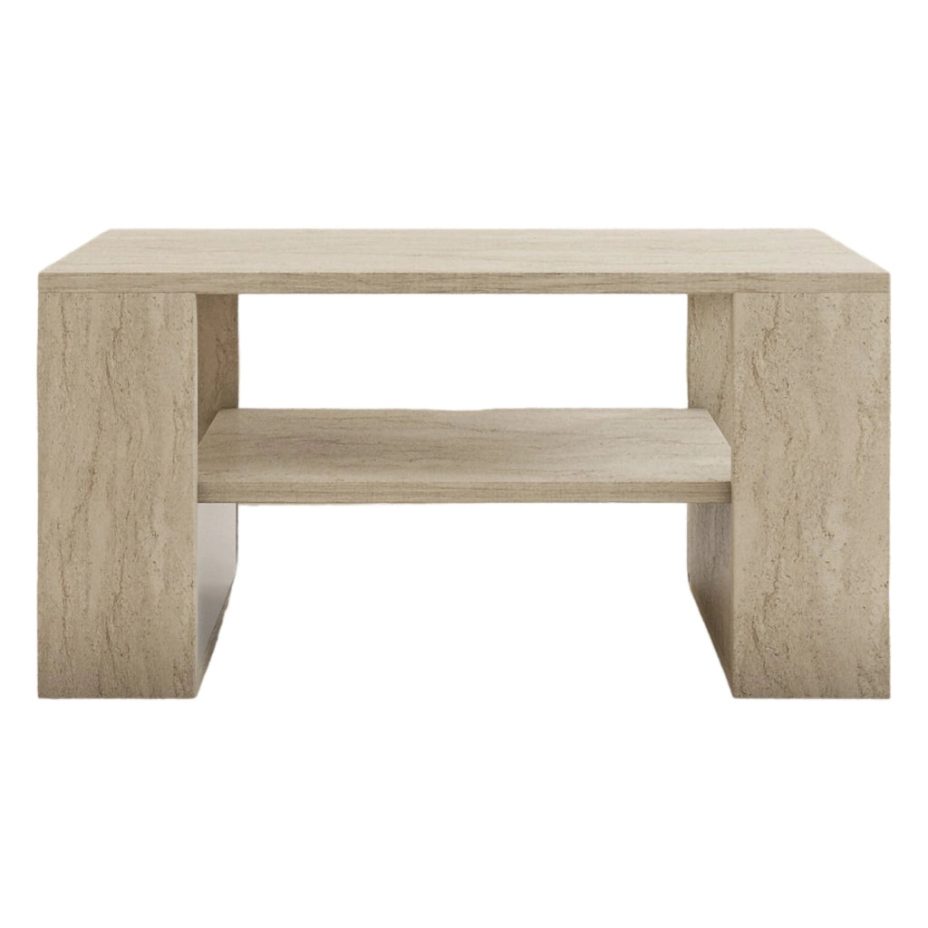 Limosano, Tavolino da Salotto un Vano, 80x50x40h cm Bianco Marmo