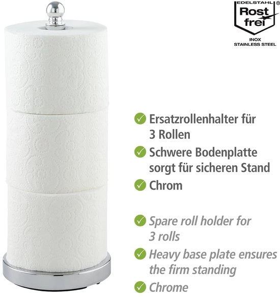 Supporto per carta igienica Viterbo - per 3 rulli, acciaio inox, 14 x 35 x 14 cm, lucido (confezione da 2)