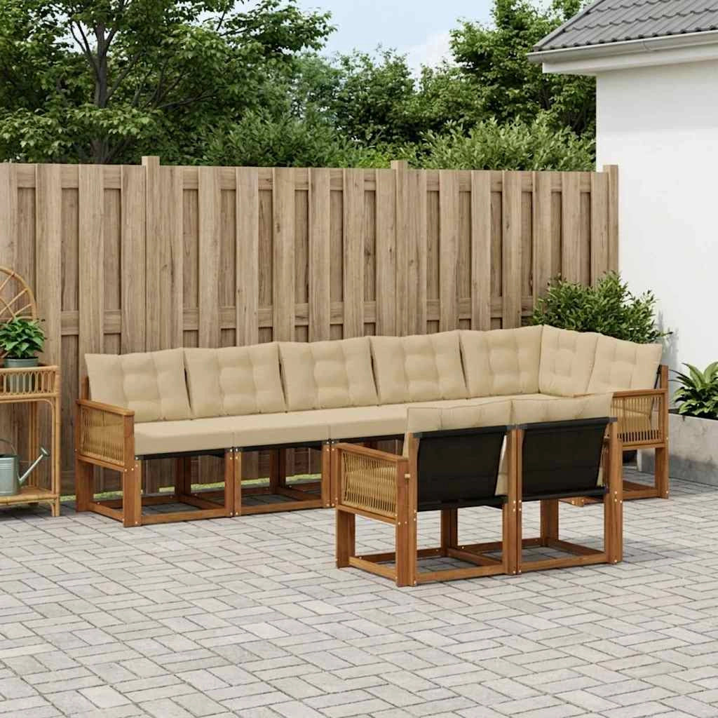 Set di divani da esterno 8 pz Naturale e Beige 3382037