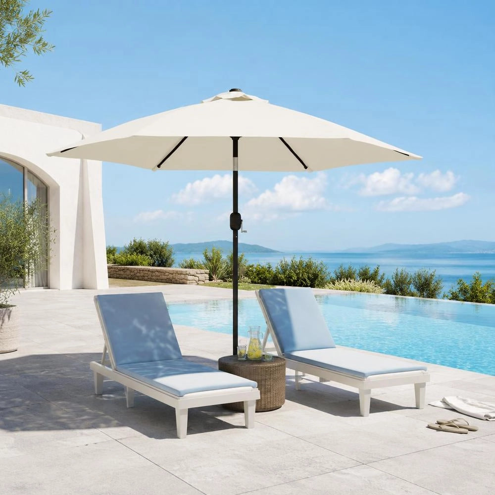 Parasol With LED Lighting, 3 M, Sand White